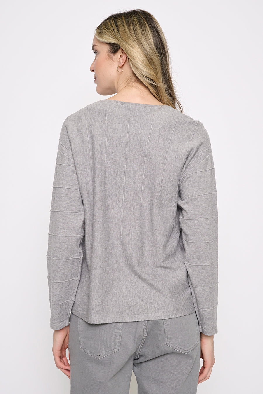 Grey Color Blocking Top Back View