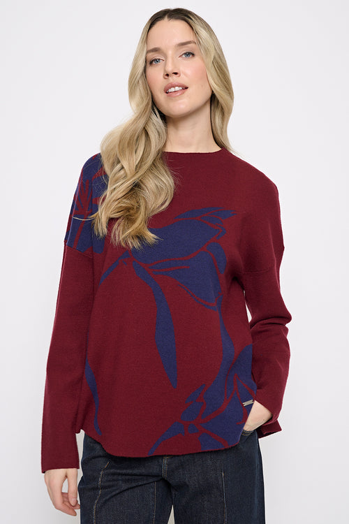 Funnel Neck Floral Top Front View