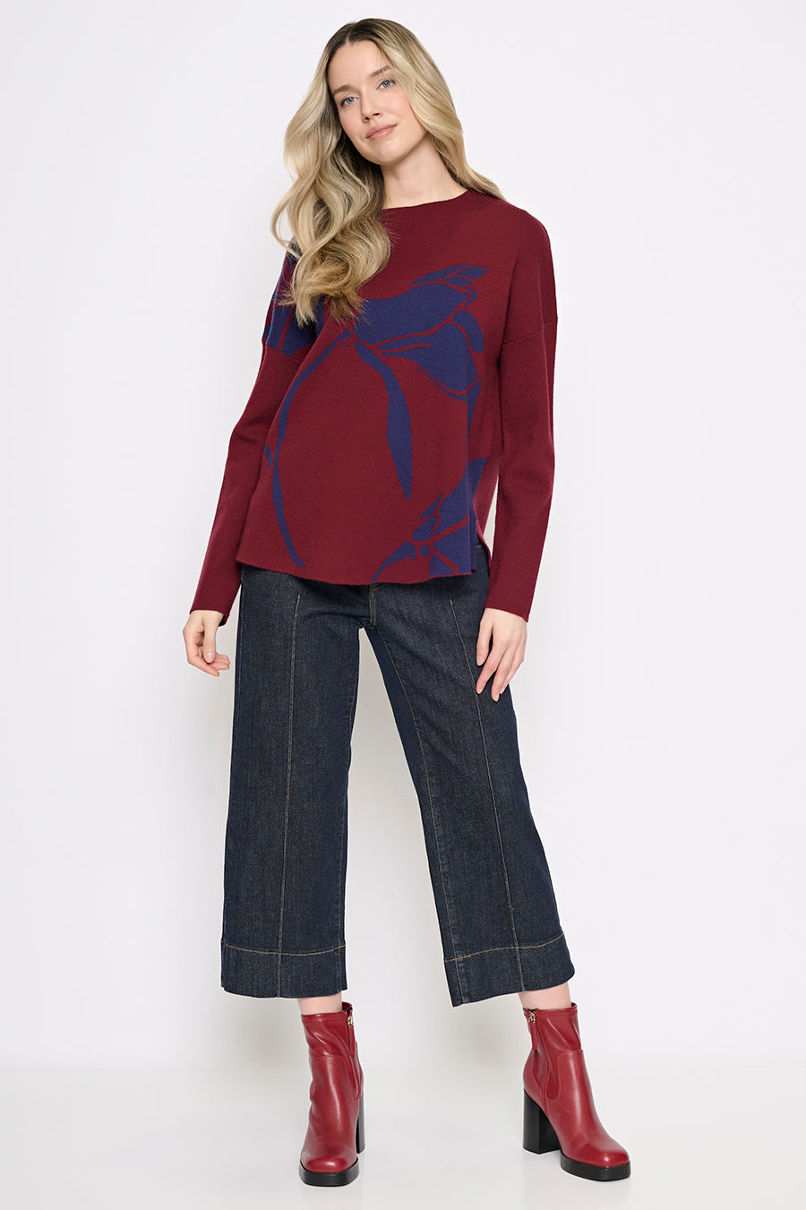 Funnel Neck Floral Top Full Length