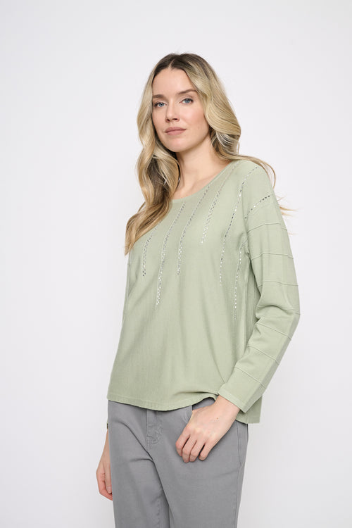 Rhinestone Linear Knit Top Side View
