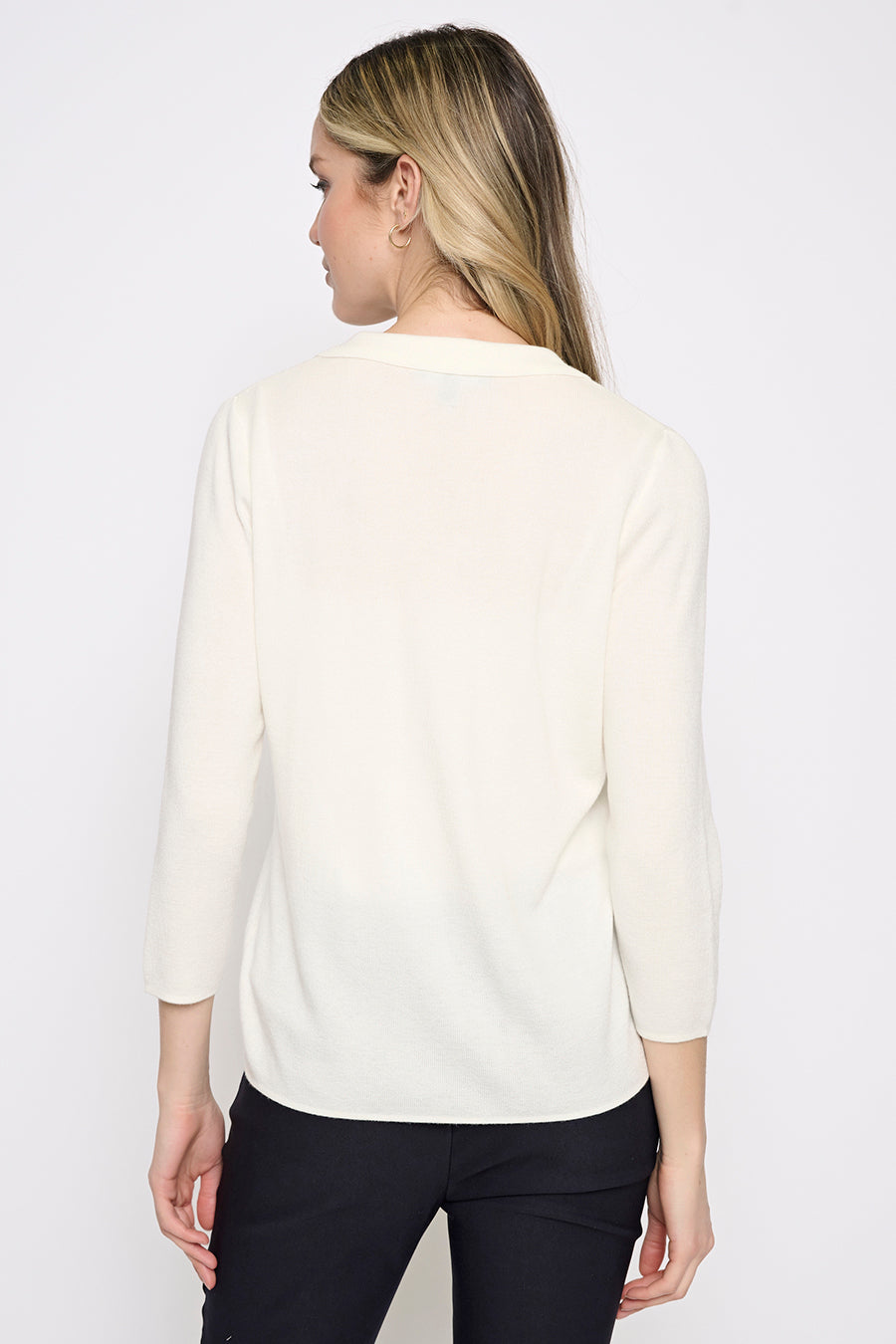 Johnny Collar Top with Metal Buttons Back View
