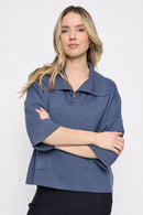 Half Zip Top with Pockets Front View