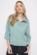 Half Zip Top with Pockets Front View