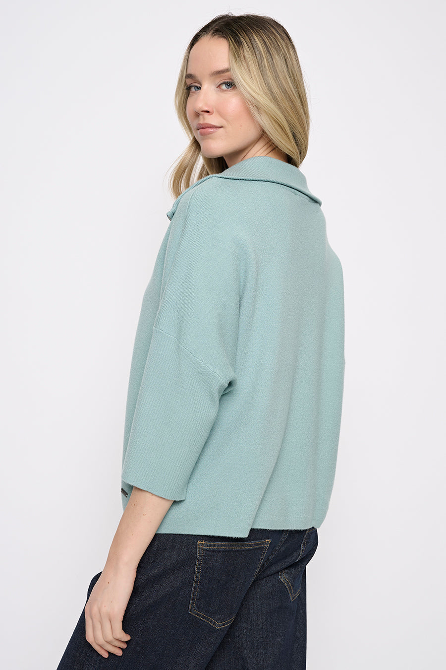 Half Zip Top with Pockets Back View