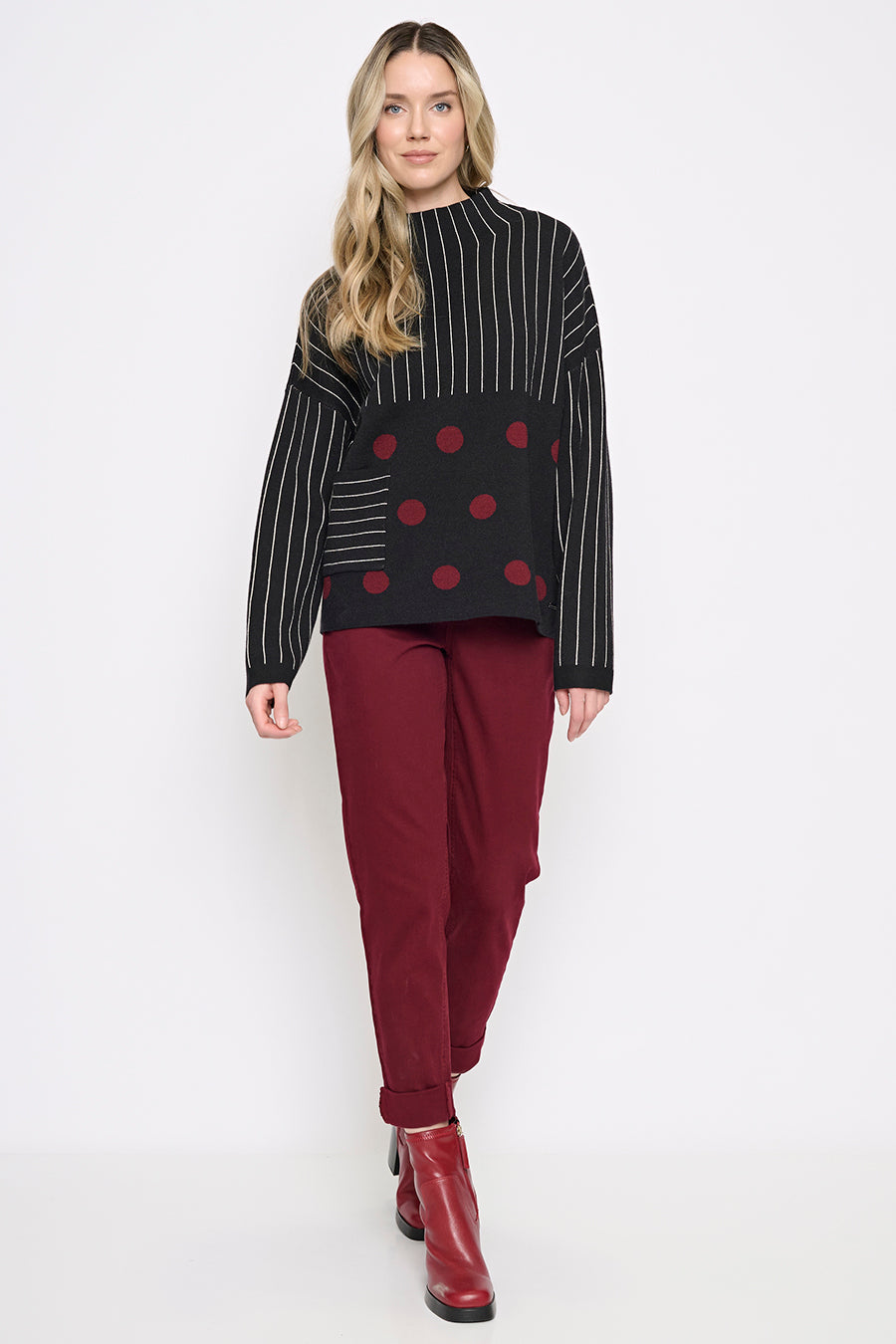 Polka Dot Stripped Top Full Length