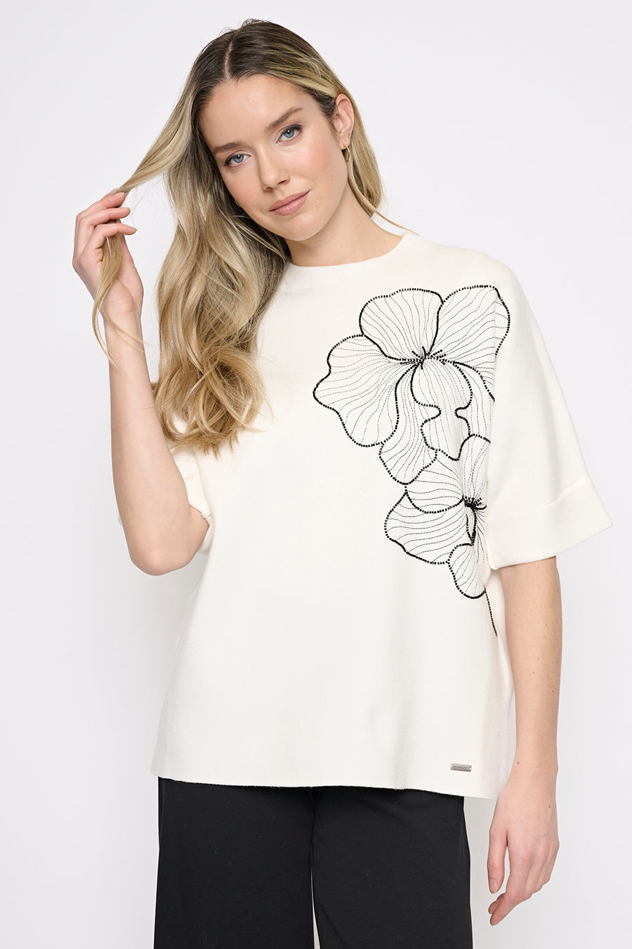 Funnel Neck Embellished Top