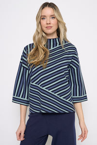 Funnel Neck Striped Top