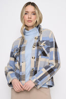 Button-Front Short Plaid Jacket Front View