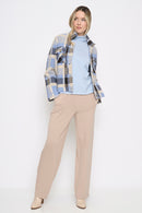 Button-Front Short Plaid Jacket Full View
