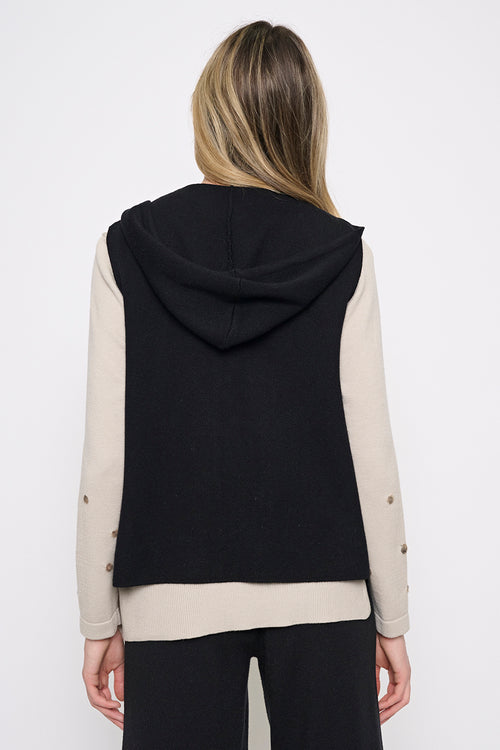 Zip-Trim Vest with Hood Back View