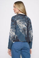 Button-Front Short Jacquard Jacket Back View