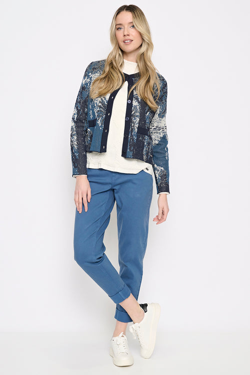 Button-Front Short Jacquard Jacket Full View