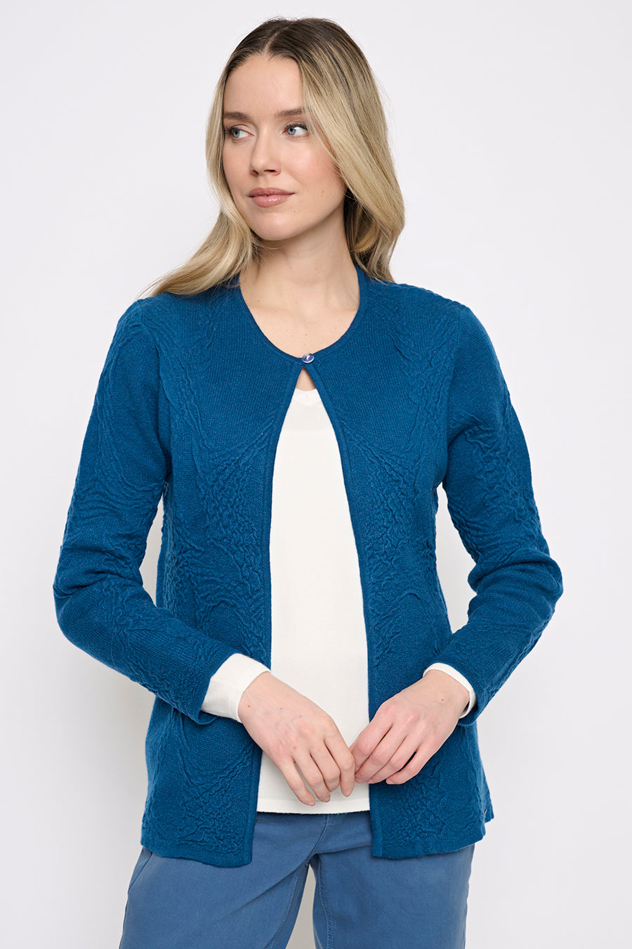 Textured Crew-Neck Jacket Front View