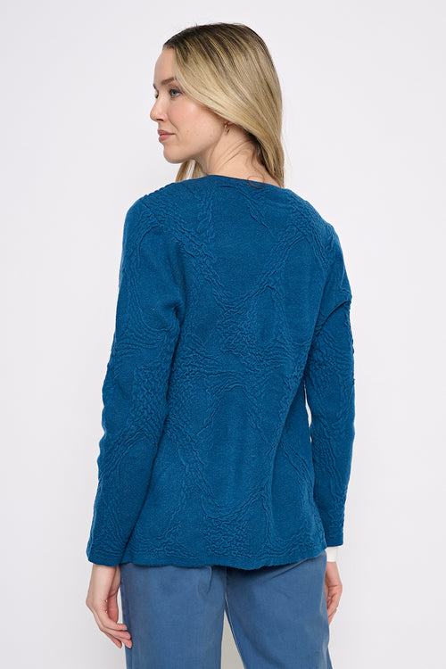 Textured Crew-Neck Jacket Back View