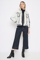 Denim Style Knit Jacket Full Length