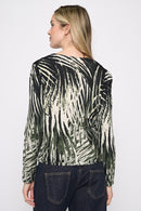 3/4 Sleeves Ruched Drawstring Top Back View
