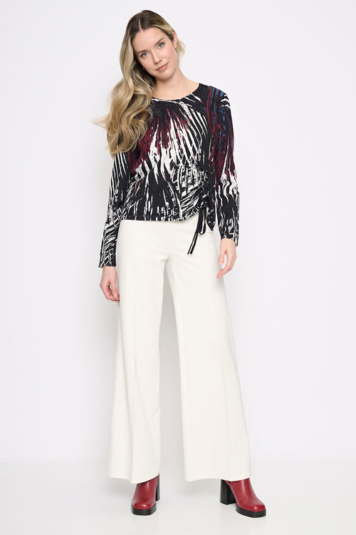 3/4 Sleeves Ruched Drawstring Top Full Length