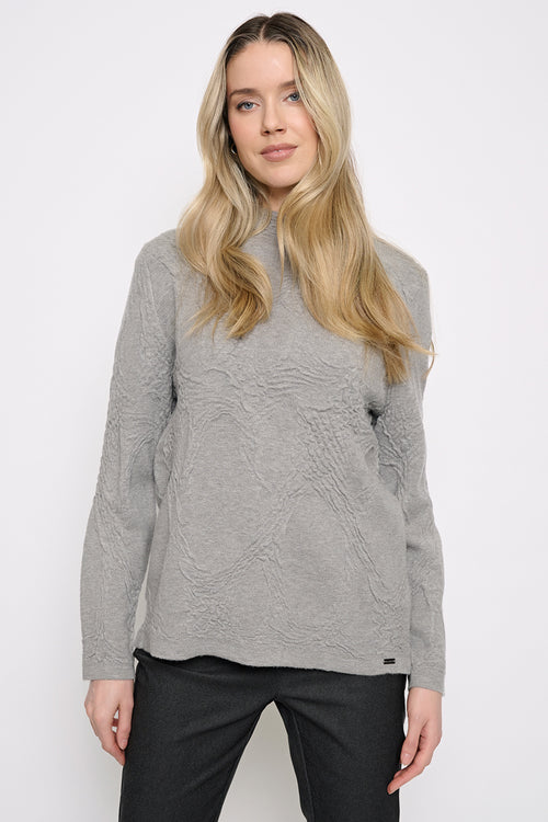 Textured Funnel Neck Top Front View