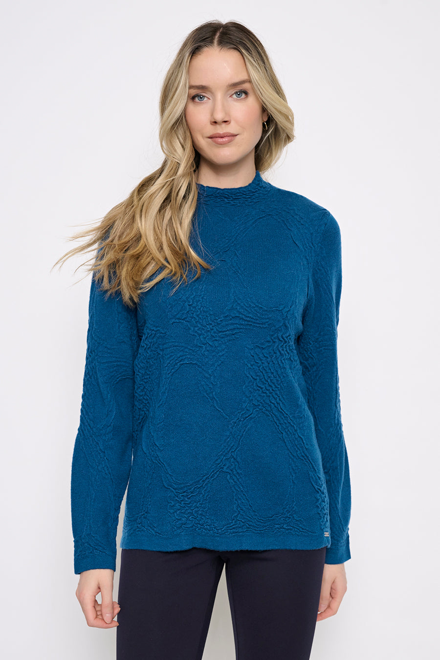 Textured Funnel Neck Top