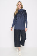 Split Collar Printed Top Full Length