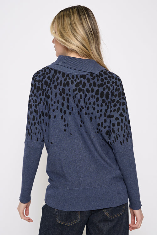 Split Collar Printed Top Back View