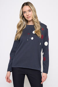 Polka Dot Drawstring Neck Top