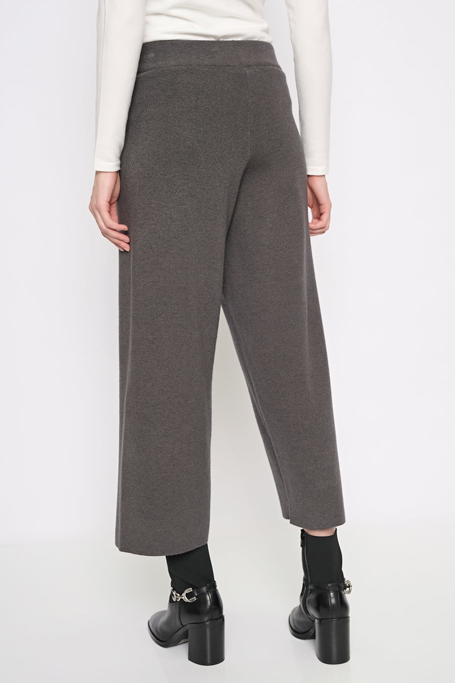 Wide-Leg Ankle-Length Knit Pants