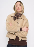 Polyurethane Trimmed Sherpa Jacket Front View