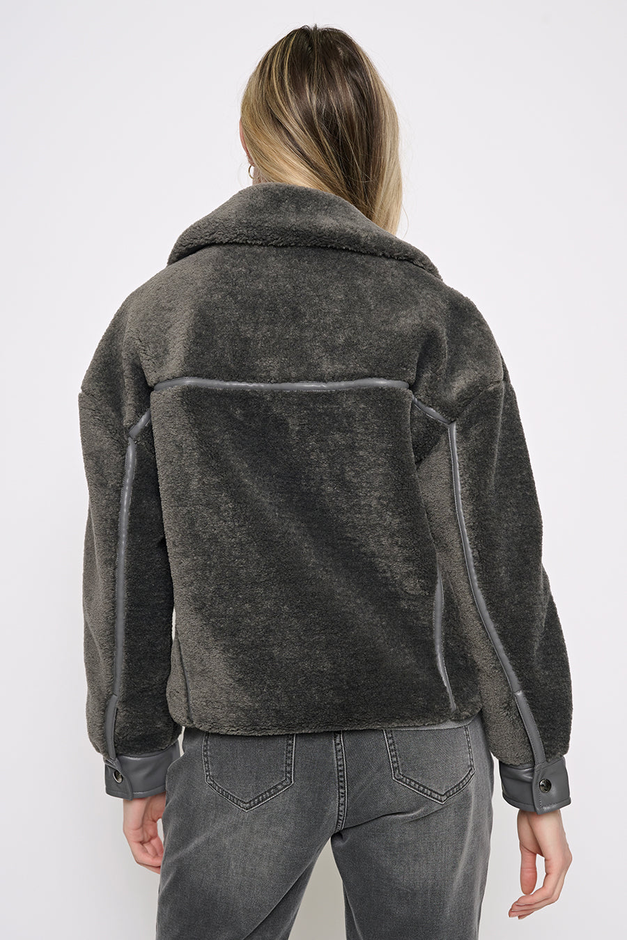 Polyurethane Trimmed Sherpa Jacket Back View