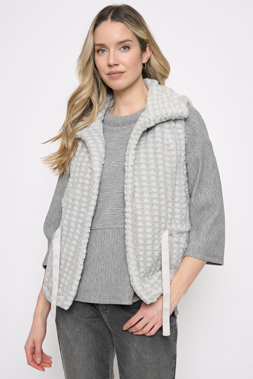 Faux Fur Vest With Drawstrings