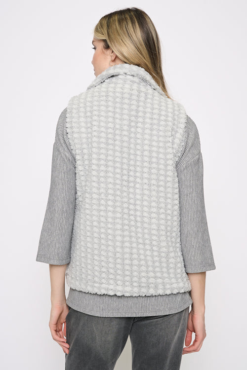 Faux Fur Vest With Drawstrings Back View