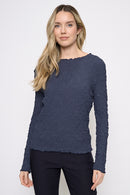 Long Sleeves Pleated Top Front View