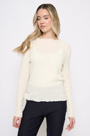 Long Sleeves Pleated Top Front View