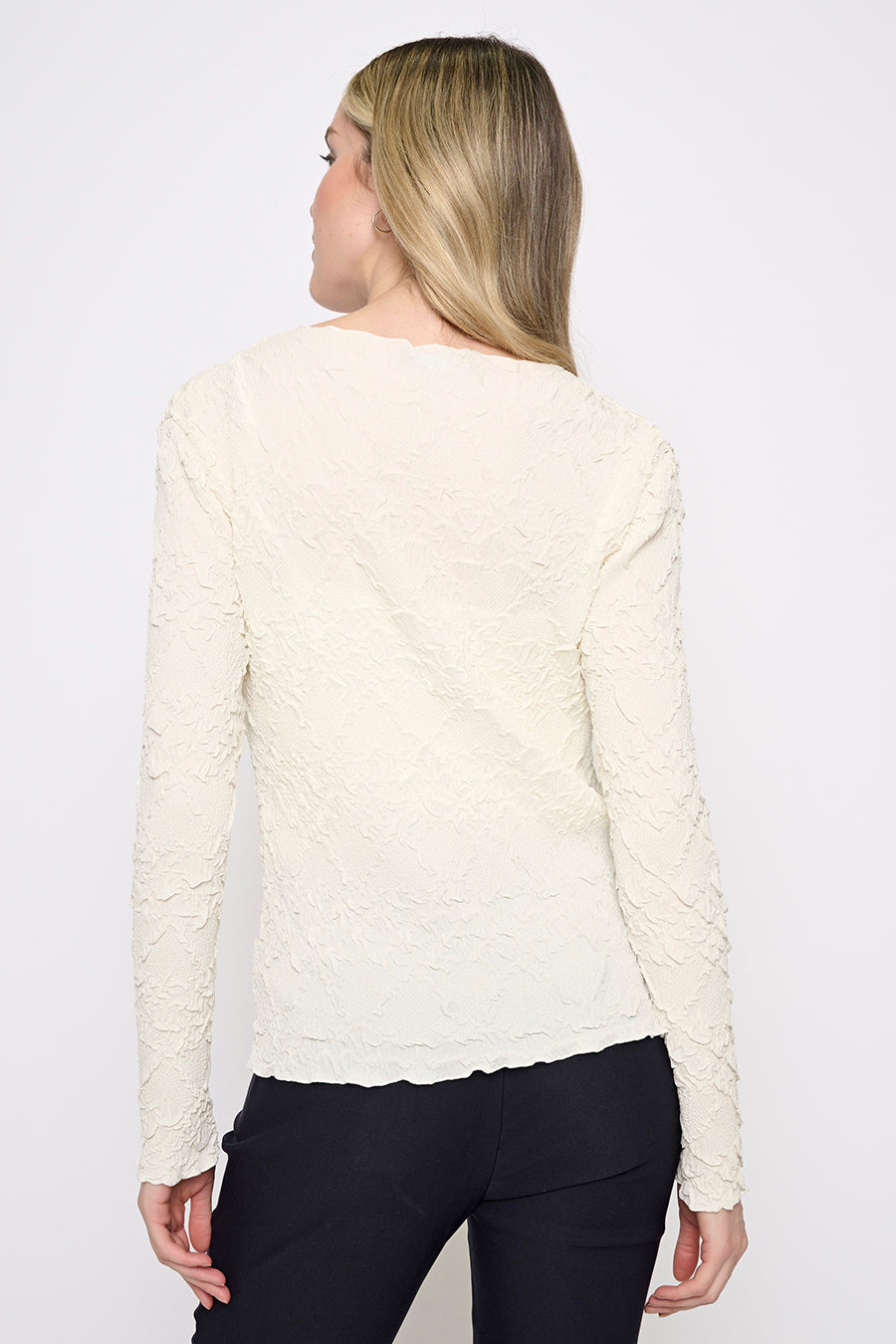 Long Sleeves Pleated Top Back View