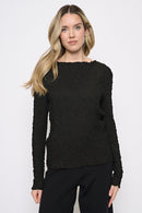 Long Sleeves Pleated Top Front View