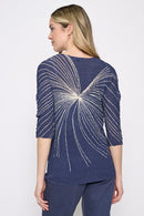 3/4 Sleeves Swirl Print Pleated Top Back View