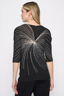 3/4 Sleeves Swirl Print Pleated Top Back View
