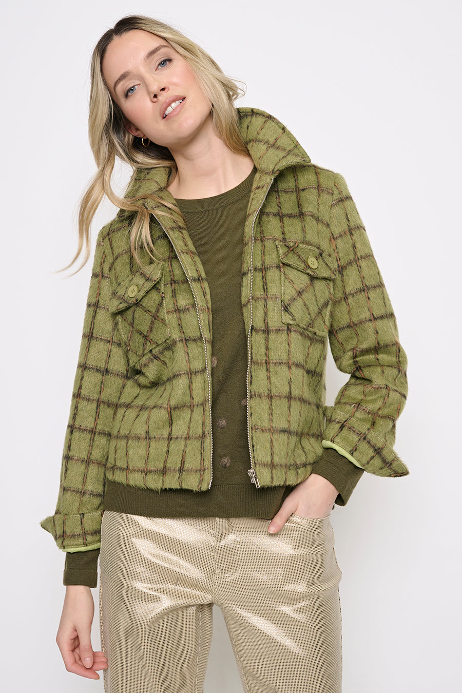 Zip-Front Short Jacket Front View