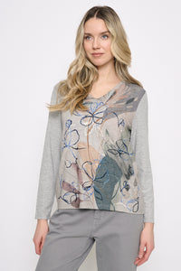 V-Neck Embellished Printed Top