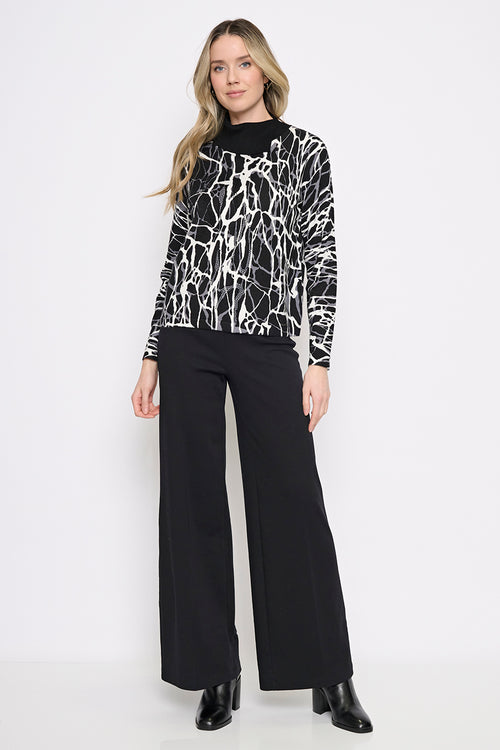 Split Collar Printed Top Full Legnth