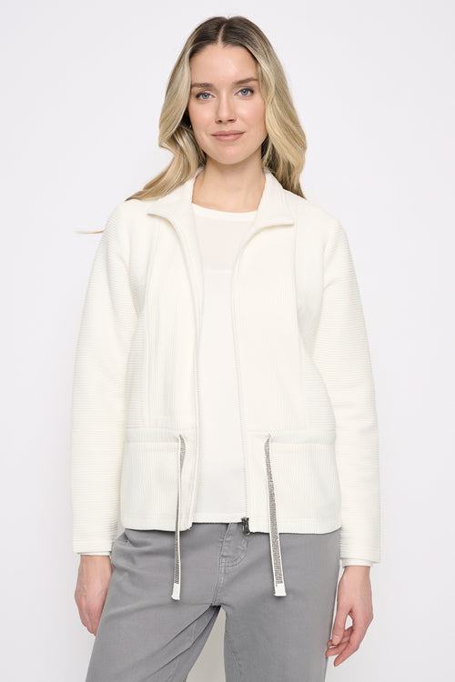 Zip-Front Drawstring Waist Jacket Front View
