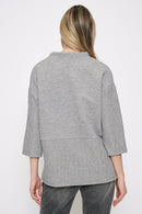 3/4 Sleeves Drawstring Neck Top Back View