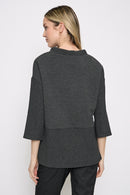 3/4 Sleeves Drawstring Neck Top Back View