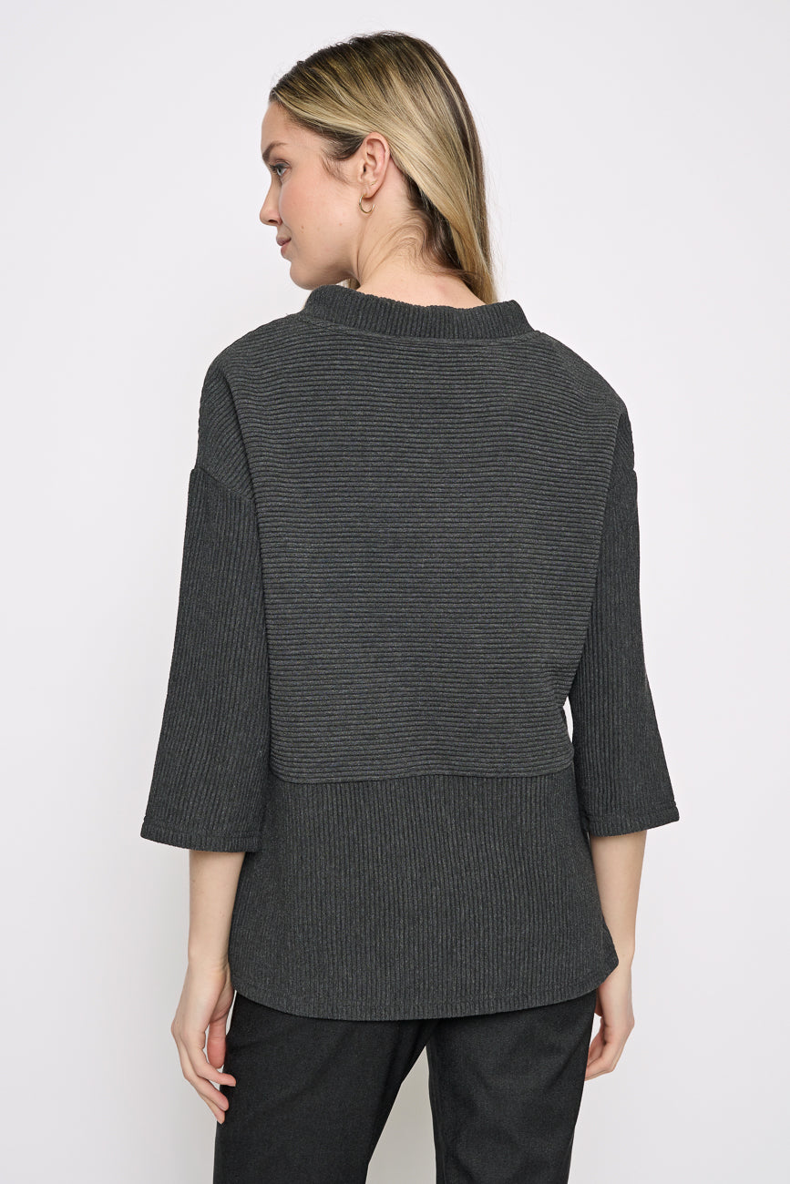 3/4 Sleeves Drawstring Neck Top Back View