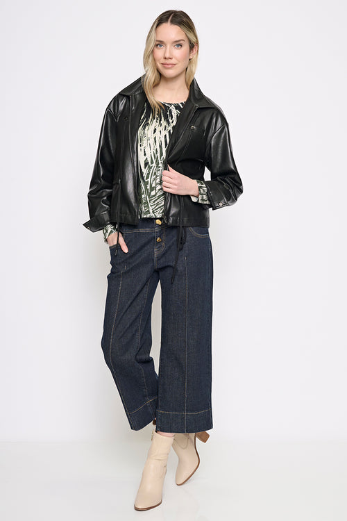 Zip-Front Soft Polyurethane Jacket Full Length