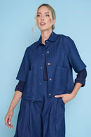 Short Sleeve Button-Front Jacket Front View