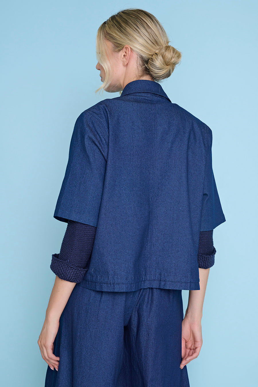 Short Sleeve Button-Front Jacket