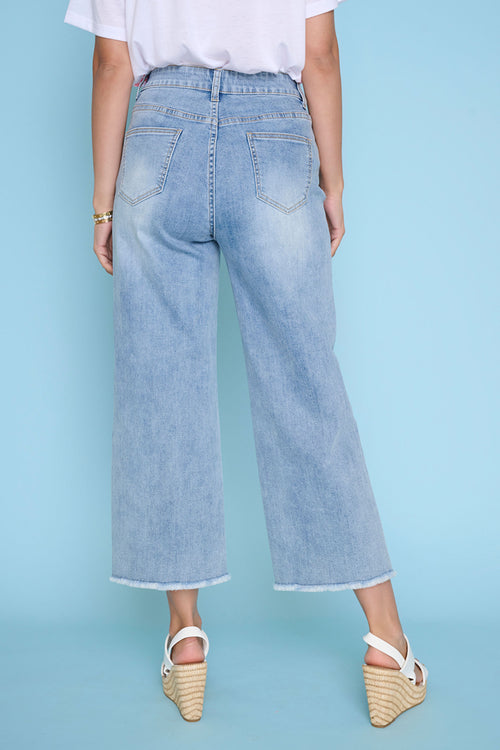 Embellished Wide-Leg Cropped Jeans Back View