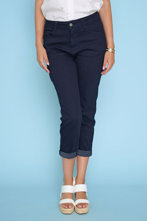 Cuffed Cropped Jeans Front View