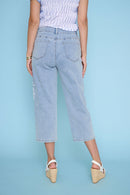 Leaf Applique Cropped Jeans Back View